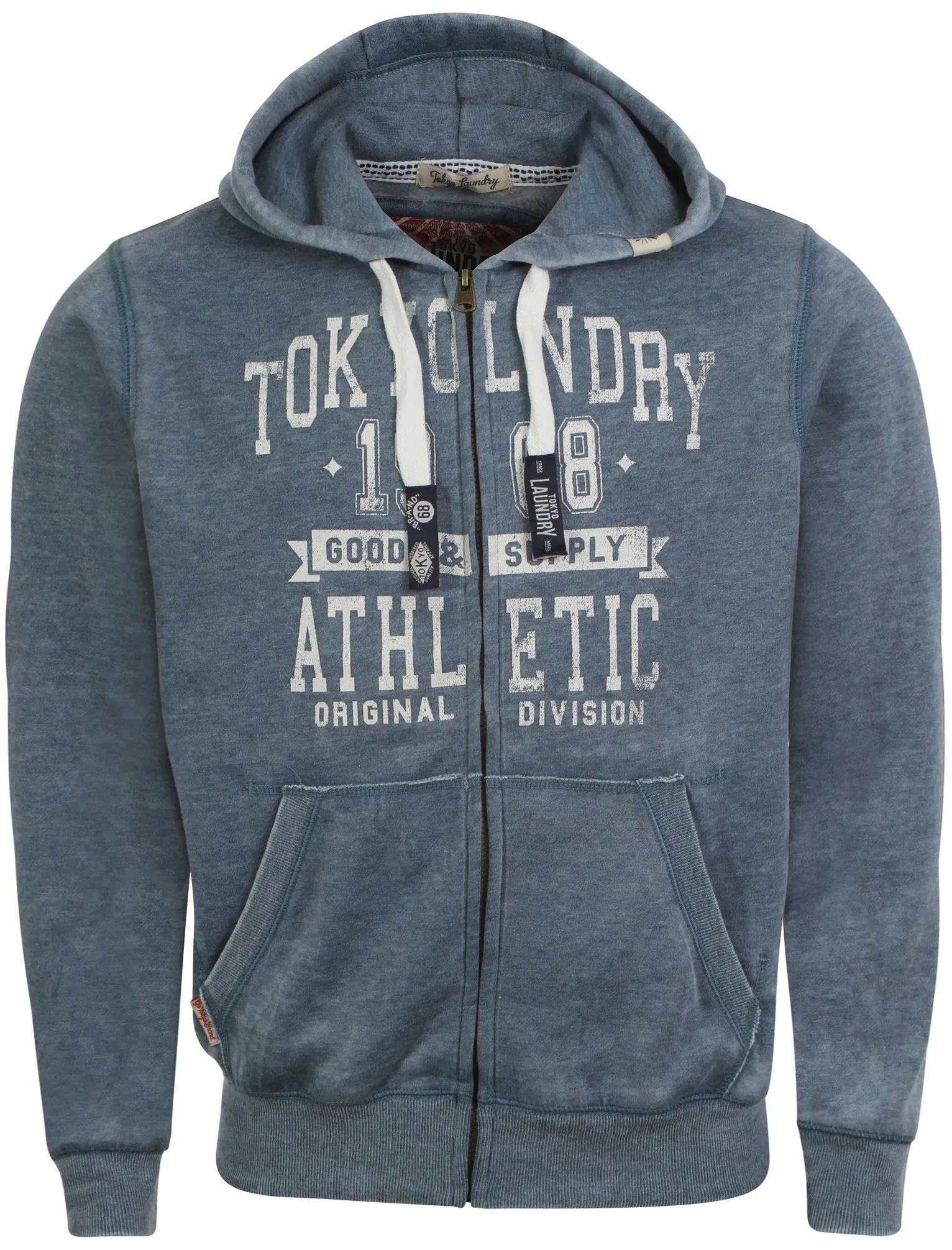 Tokyo Laundry Pennsylvania zip up hoodie in petrol blue