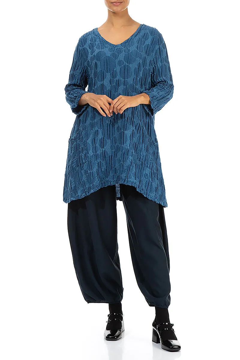 Twin Pockets Azure Circle Silk Linen Tunic