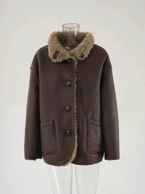 Wenkouban-Winter outfits Christmas Faux Fur Collar Thick Winter Coat