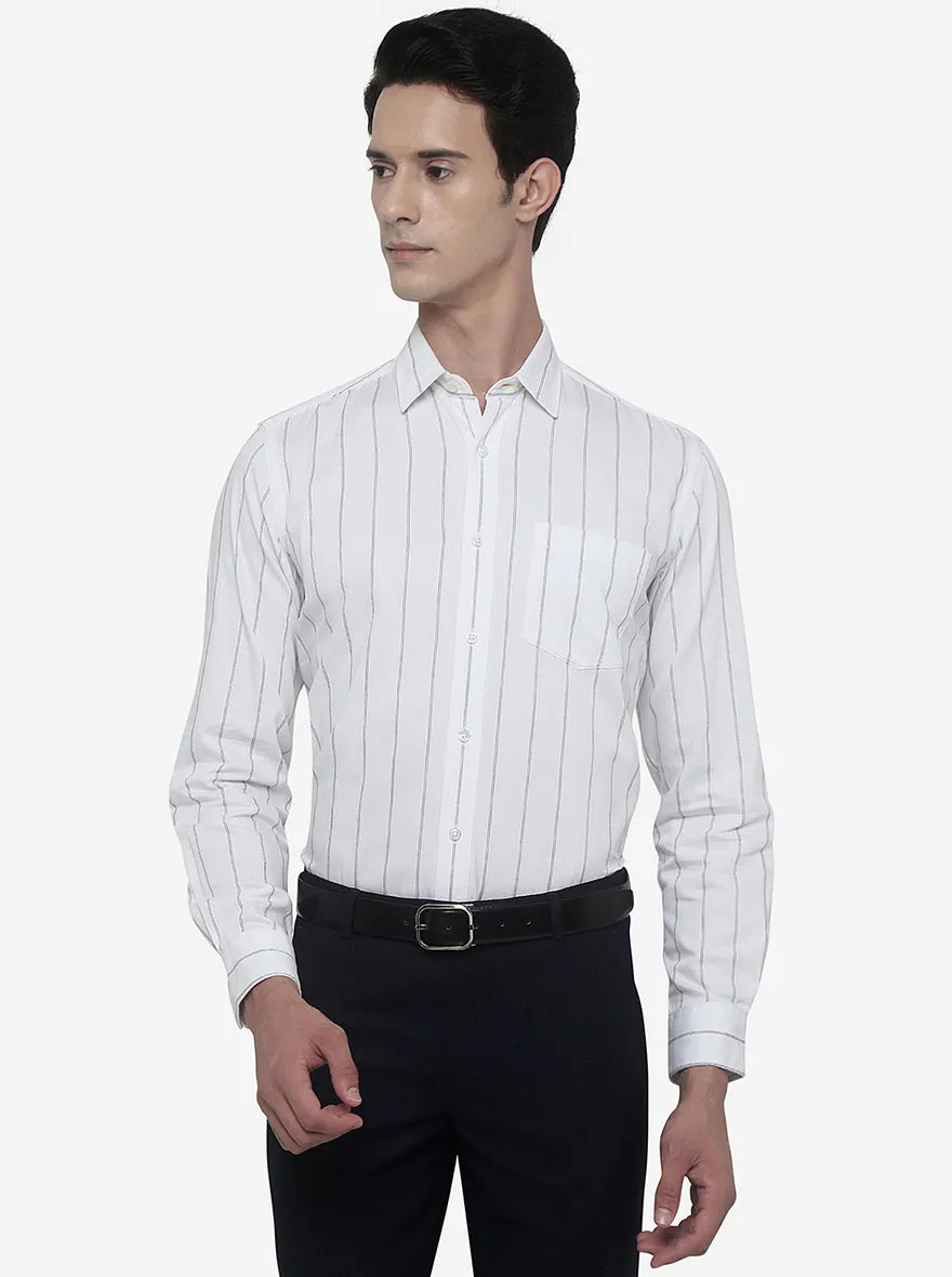 White Striped Slim Fit Casual Shirt | Greenfibre