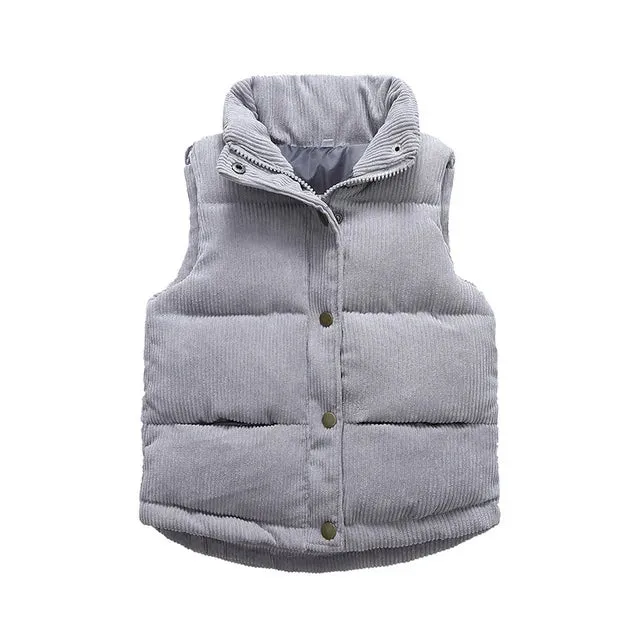 Winter Baby Children Thick Vests Fashion Outerwear For Girl Boy Jackets Corduroy Coat Fall Kids Cotton Jacket Cotton Down Vest