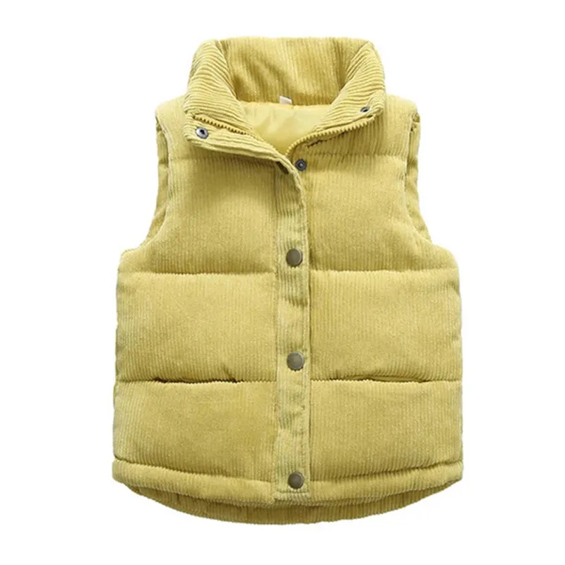 Winter Baby Children Thick Vests Fashion Outerwear For Girl Boy Jackets Corduroy Coat Fall Kids Cotton Jacket Cotton Down Vest