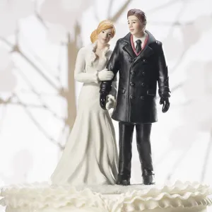 Winter Wedding Bride and Groom Cake Topper