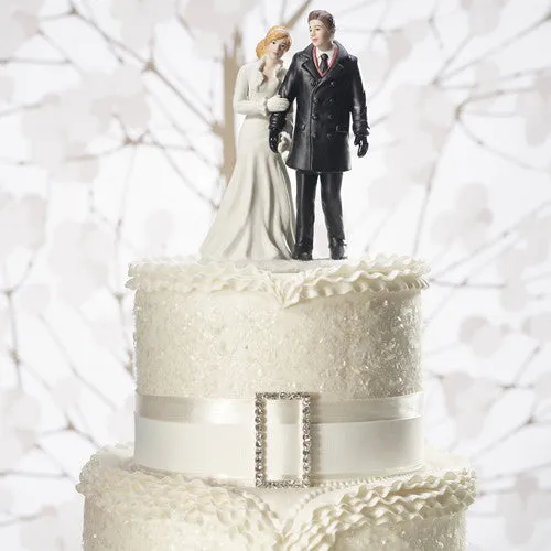 Winter Wedding Bride and Groom Cake Topper