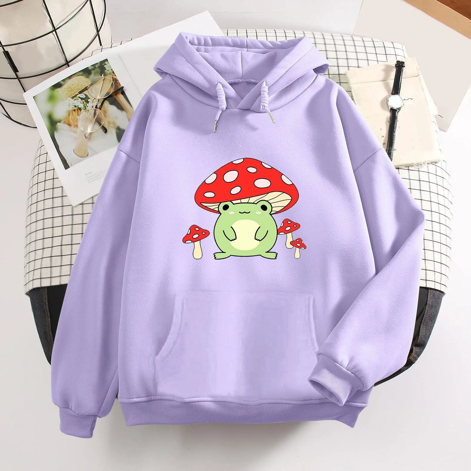 Women Cute Booyo Mushroom Frog Hoodie for Teen Girls