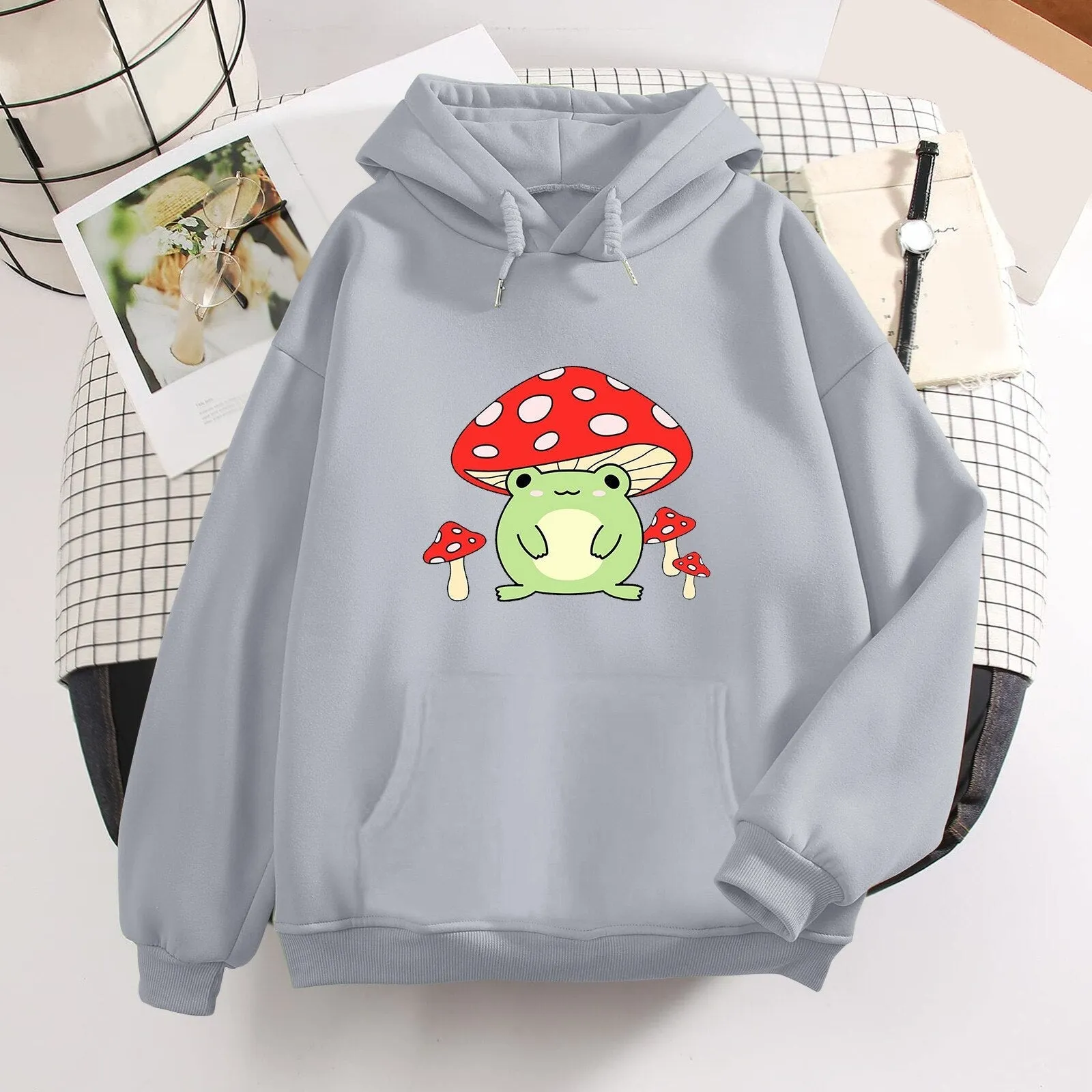 Women Cute Booyo Mushroom Frog Hoodie for Teen Girls