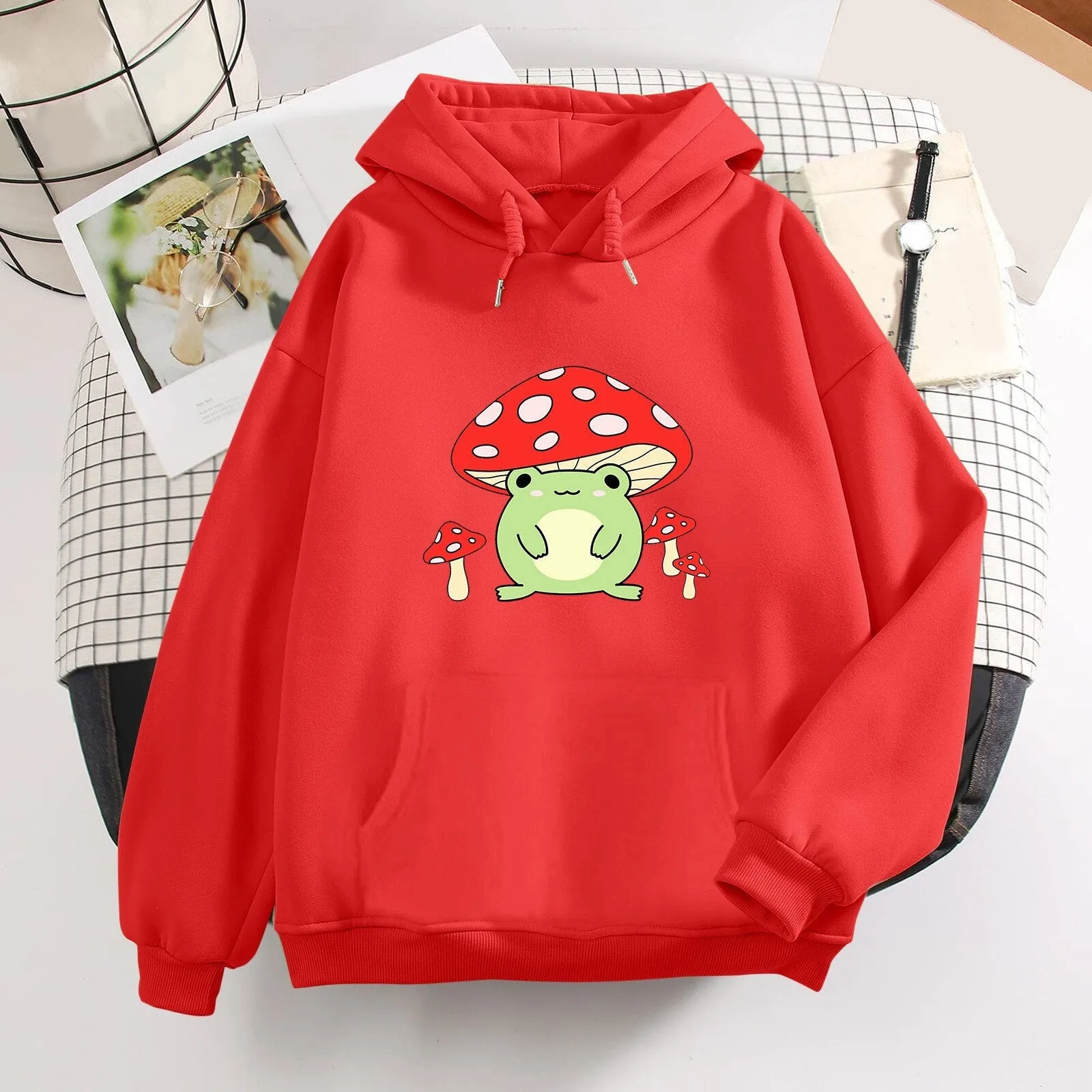 Women Cute Booyo Mushroom Frog Hoodie for Teen Girls