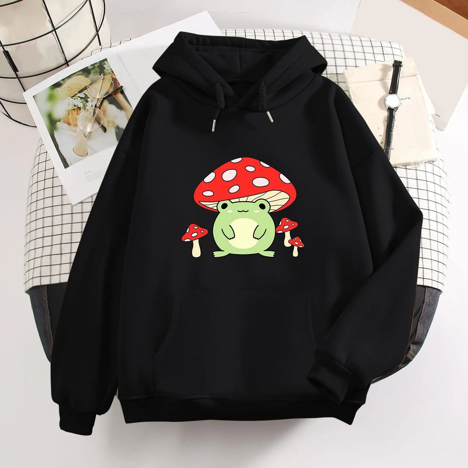 Women Cute Booyo Mushroom Frog Hoodie for Teen Girls