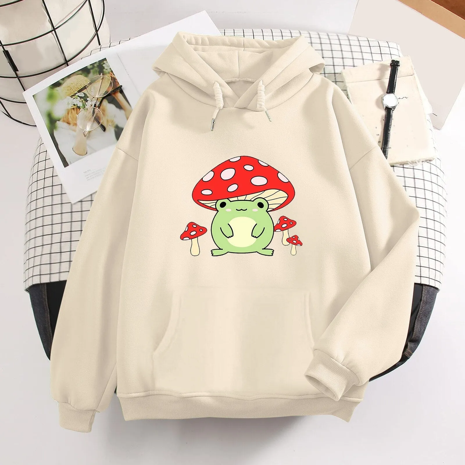 Women Cute Booyo Mushroom Frog Hoodie for Teen Girls