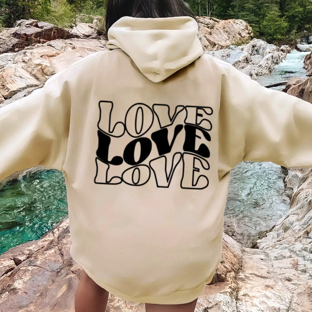 Women Love Letter Graphic Hoodies