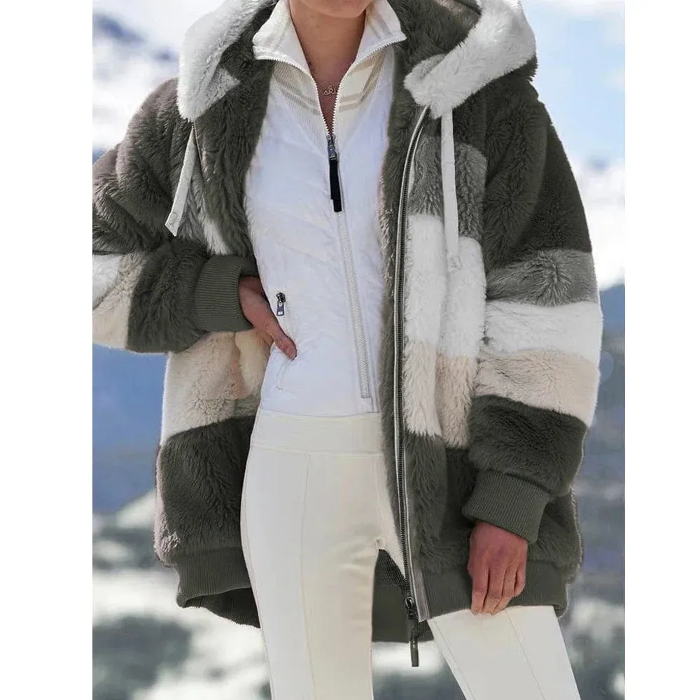 Women Oversize Teddy Bear Coat Warm Thickening Fleece Faux Fur Coats Winter Jacket