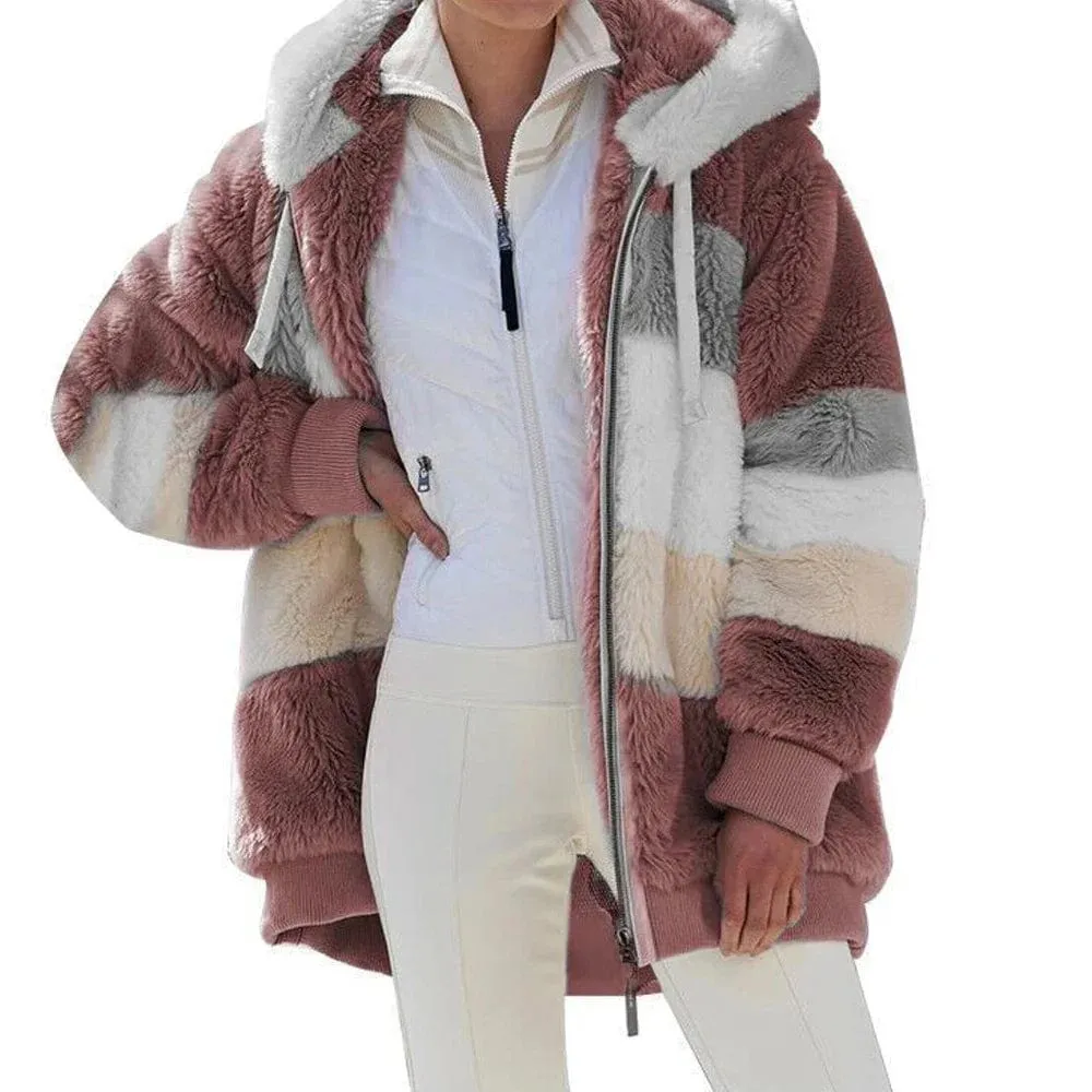 Women Oversize Teddy Bear Coat Warm Thickening Fleece Faux Fur Coats Winter Jacket