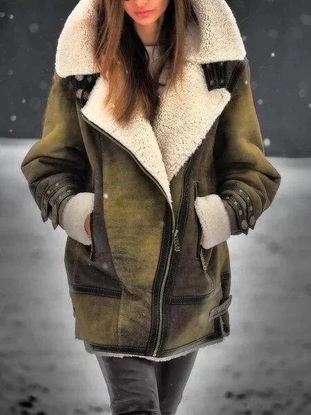 Women's Elegant Warm Winter Coat with Faux Lamb Fur | Ideal for Autumn/Winter