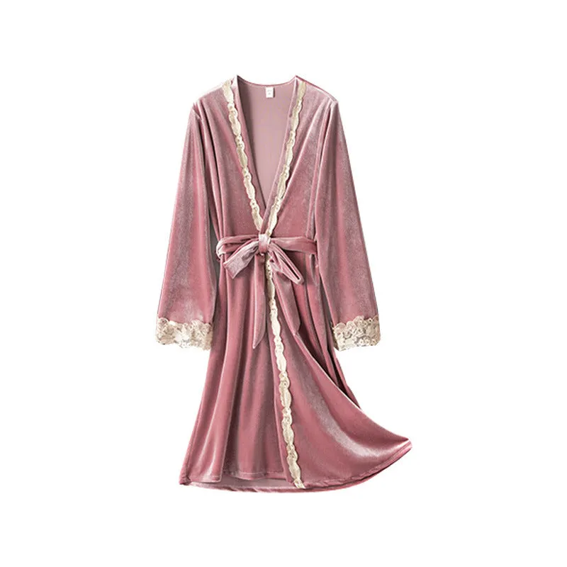 Women's Four-piece Comfortable Gold Velvet Home Wear