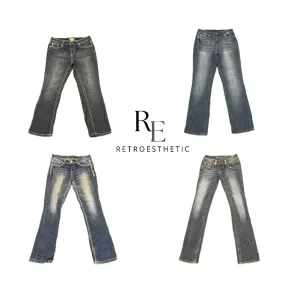 Y2K 2024 Embellished Flared Jeans(DR-135)