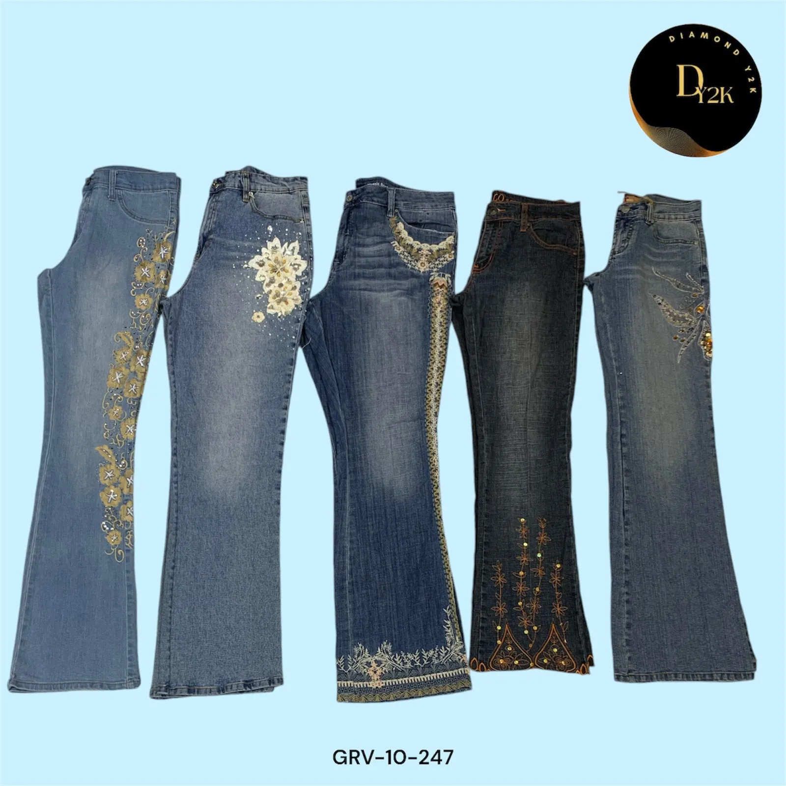 Y2K Embroidered Flared Jeans: A Nostalgic Twist (GRV-10-247)